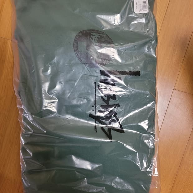 스투시 닷 스탬프 피그먼트 다이드 후드 포레스트 L 