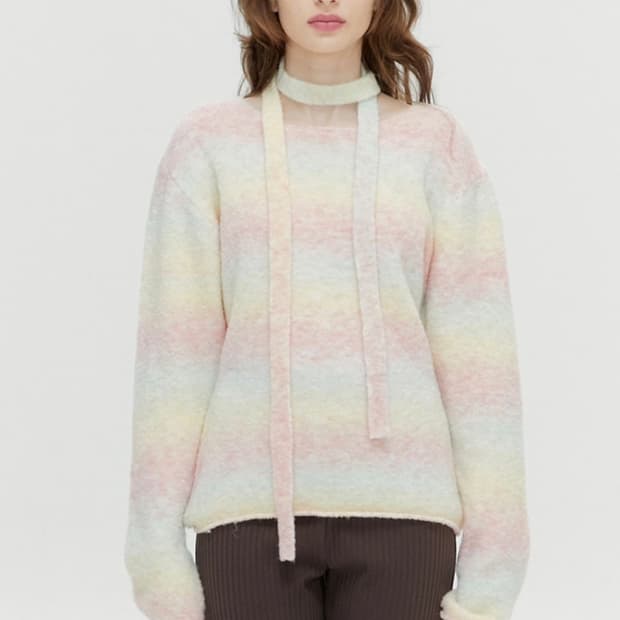 마가린 핑거스 GRADATION BOUCLE KNIT LIGHT PINK
