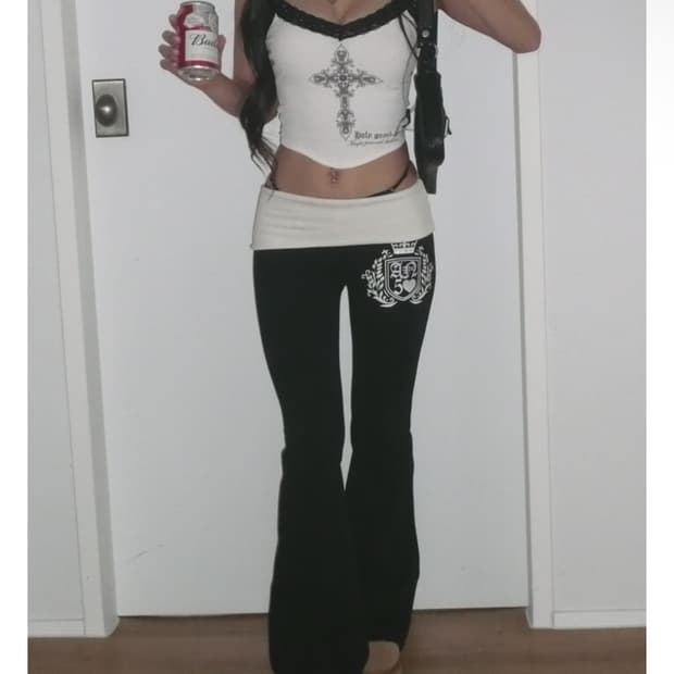 엔젤넘버555 폴디드 부츠컷 팬츠 블랙