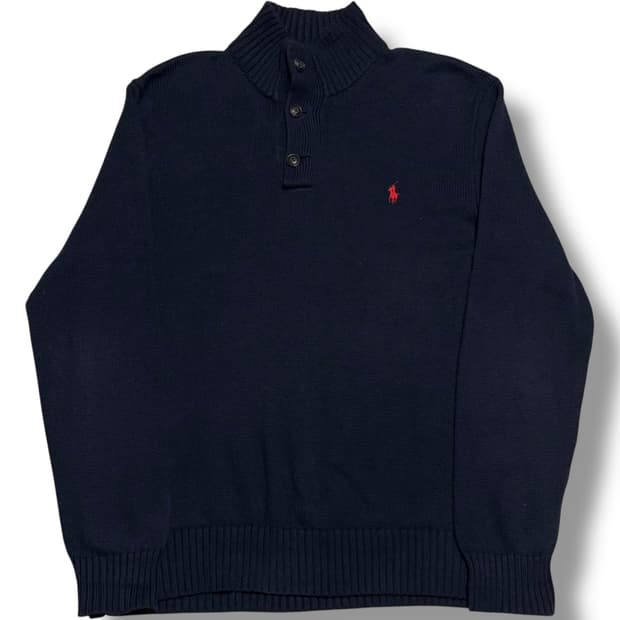 Polo Ralph Lauren 네이비 하프 버튼 니트 스웨터