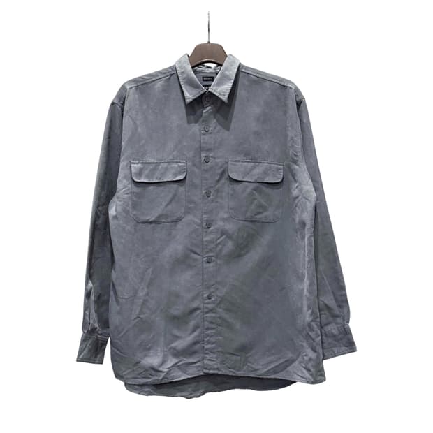 GEORGE 조지 컴포트핏 스웨이드셔츠 플랩포켓 디테일 그레이