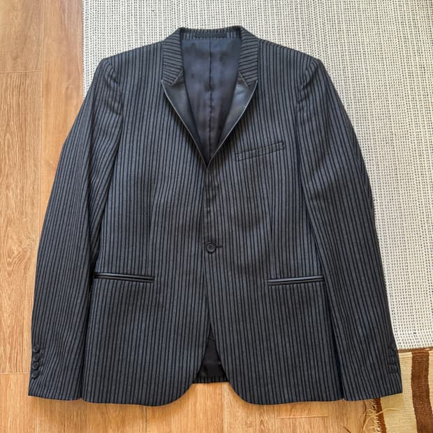 한섬 더쿨플스 모드계 양가죽 트림 블레이저 자켓