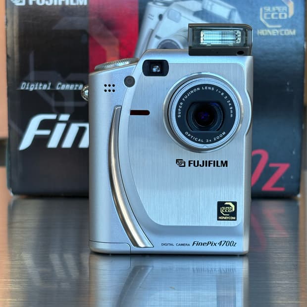 박스O/스미카케이블O)후지필름 파인픽스 4700z 실버 빈티지디카