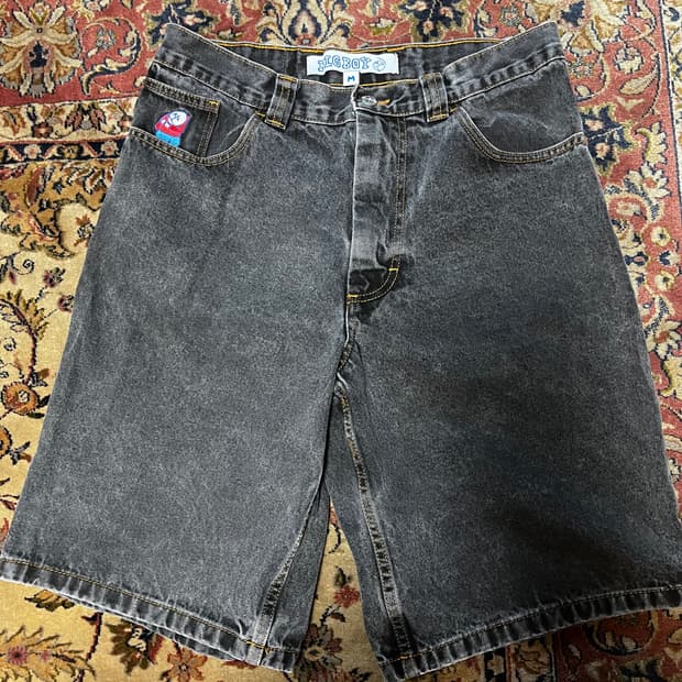 폴라 스케이트 빅보이 워시드 블랙 데님 반바지 M 사이즈