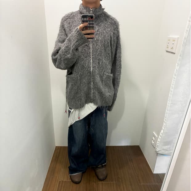 Faccies Hairy Knit Zip Cardigan