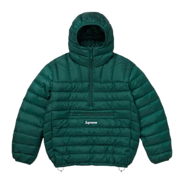 25FW 슈프림 마이크로 다운 하프 집 후드 풀오버 다크 그린 - L