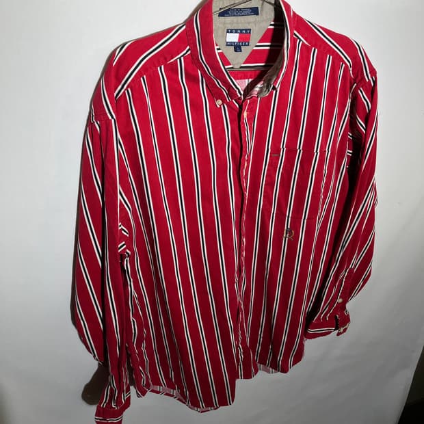 L-XL)타미힐피거 90s 올드스쿨 스트라이프 셔츠 남방