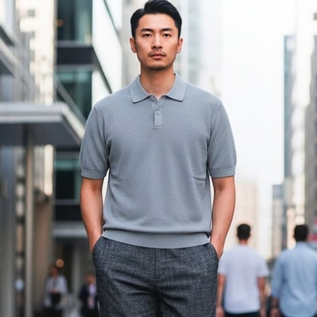 <새제품L,XL> 마시모두띠 텍스처드코튼 니트 폴로 카라티 반팔