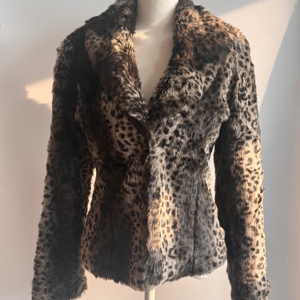 나나깔 긱시크 빈티지 펑크 레오파드 퍼자켓 