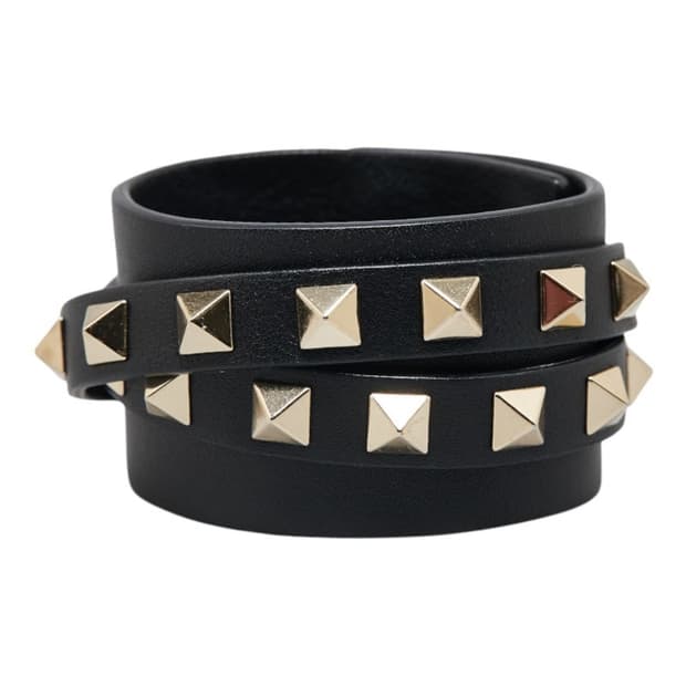 Valentino 발렌티노 락스터드 레더 팔찌  블랙 브레이슬렛