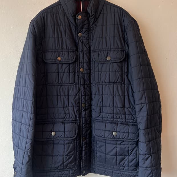 타미힐피거 남성 네이비 퀠팅누빔자켓

