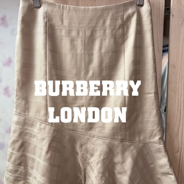 BURBERRY 버버리 런던 체크 베이지 머메이드 미디 스커트