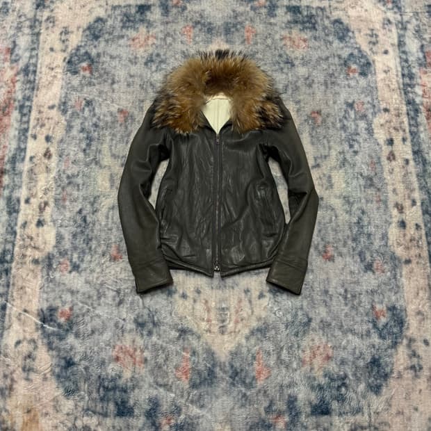 Luva tram racoon fur trimming leather ja