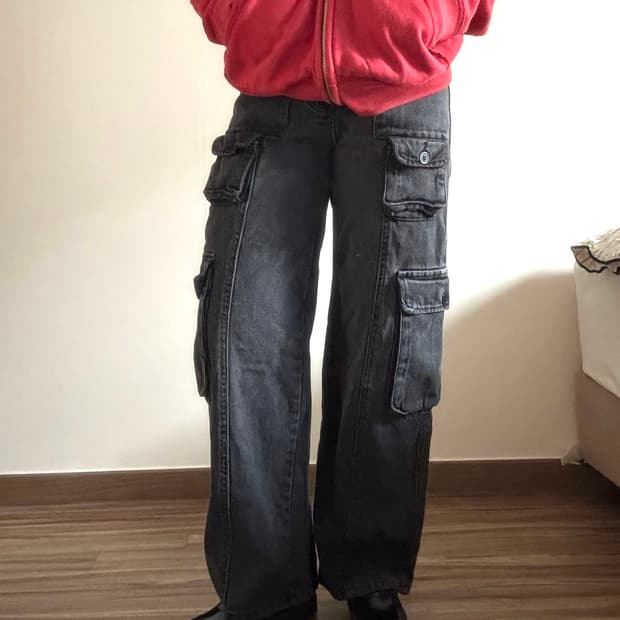 흑청 카고 바지