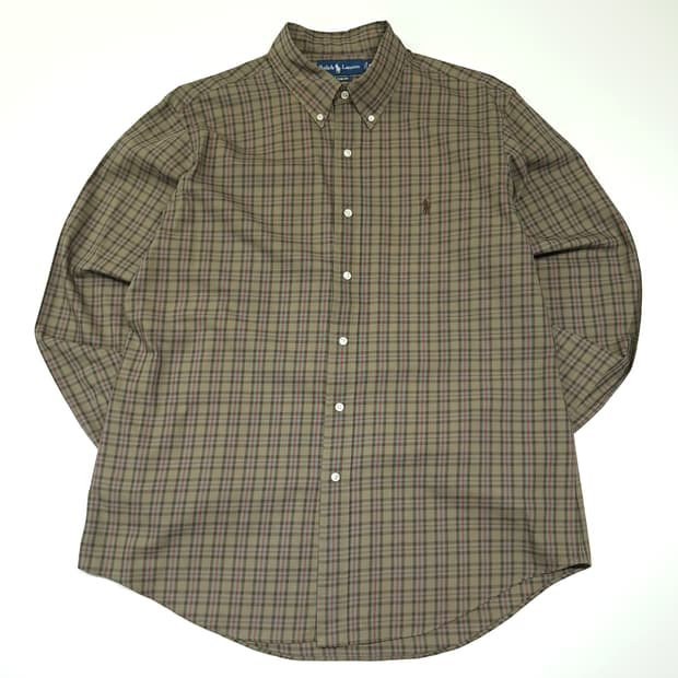 CL957 XL 폴로 00s 커스텀핏 올리브그린 클래식체크 셔츠