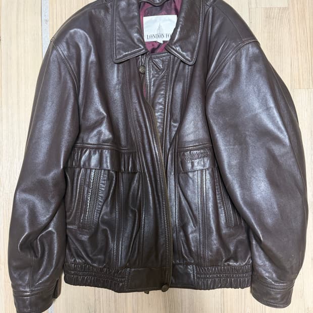 런던포그 빈티지 브라운 레더 자켓 105