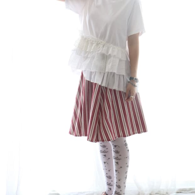 [Beams Boy] Tori-To Lace Frill T-Shirt