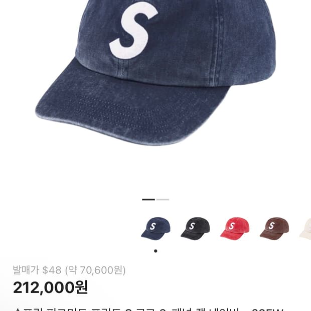 슈프림 S 로고 6패널 캡 네이비 23fw