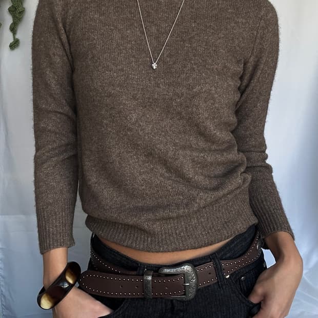 빈티지 울 브라운 니트