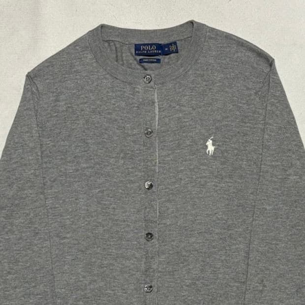 M 폴로랄프로렌 여성용 그레이 피마코튼 가디건