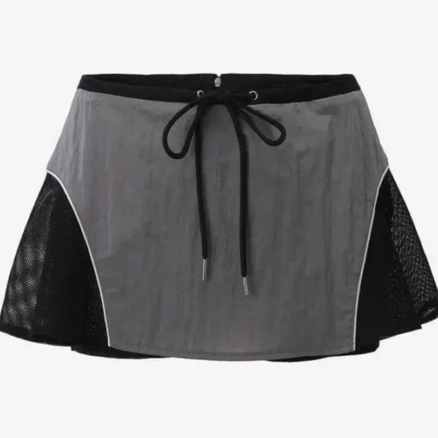 택O 쓰리타임즈 빈티지 블록 스커트 블랙 M