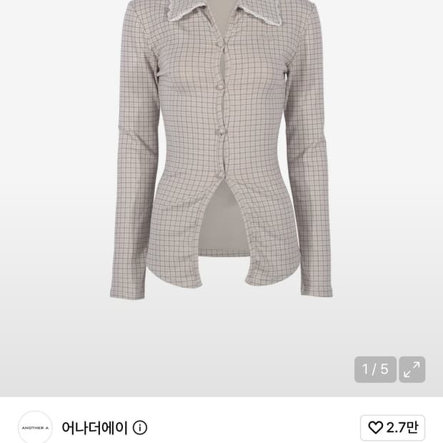 어나더에이 체크 레이스 슬림 셔츠