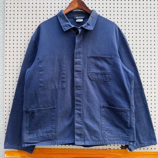 1980s FADED WASHED HBT 헤링본트윌 프렌치워크자켓