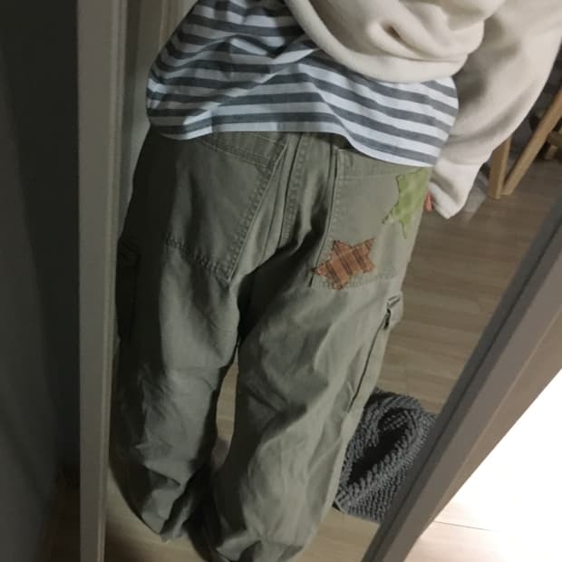 빈티지 별 패치 카고 와이드 팬츠