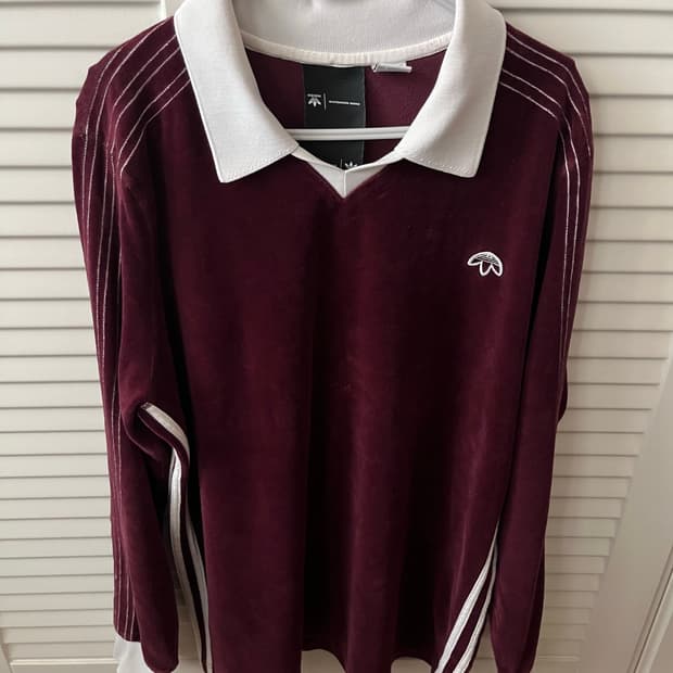 아디다스 x 알렉산더 왕 롱슬리브 벨루어 폴로 버건디