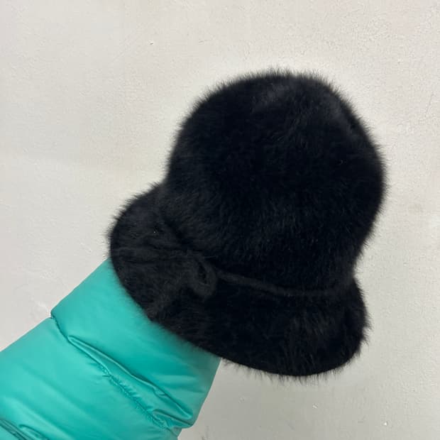 캉골 앙고라 리본 버킷햇