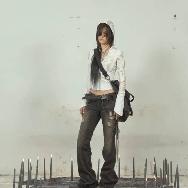 aesynctx 로우라이즈 부츠컷 데님 팬츠 