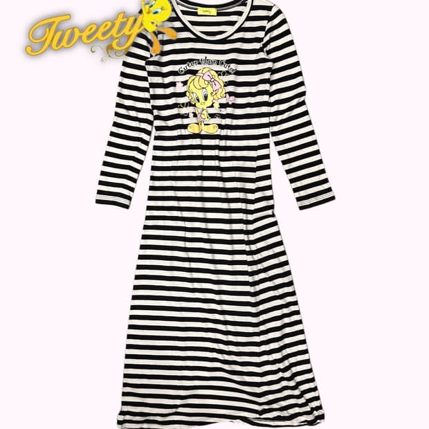 TWEETY printing stripe long dress