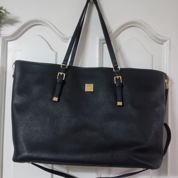 시슬리 금장 레인보우 숄더백 쇼퍼백 빅 크로스백 블랙