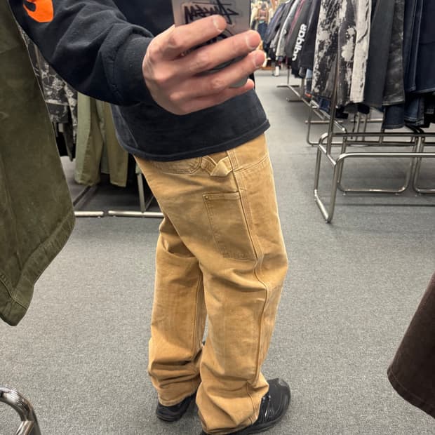 32)칼하트 빈티지 B01 브라운 더블니 워크팬츠