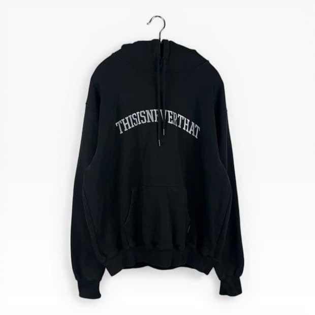 (무료배송)L) 디스이즈네버댓 아치로고 후드티 블랙