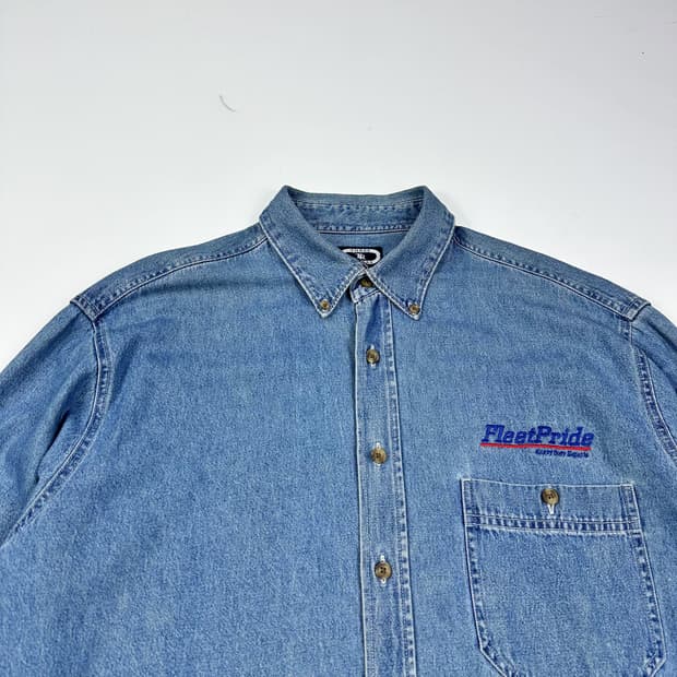VTG 빈티지 자수 포켓 데님셔츠 (실측 XL)