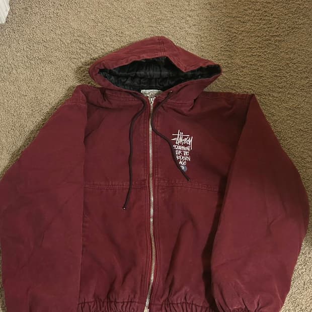 스투시 캔버스 인슐레이티드 워크 자켓 버건디