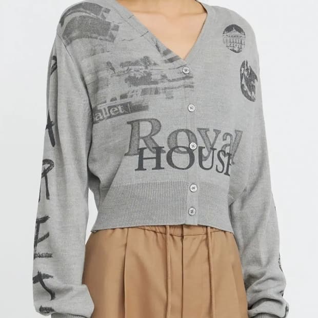 OPEN YY오픈 와이와이 Collage Printed Cardigan