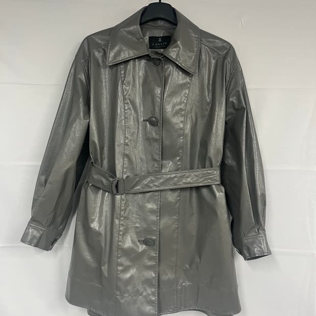 LANVIN 랑방 페이크레더 오버핏 트렌치 그레이