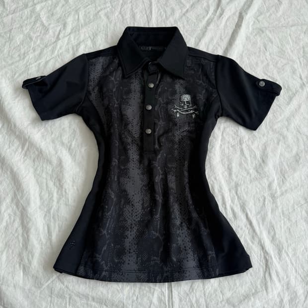 펑크 락시크 해골 파이톤 반팔탑