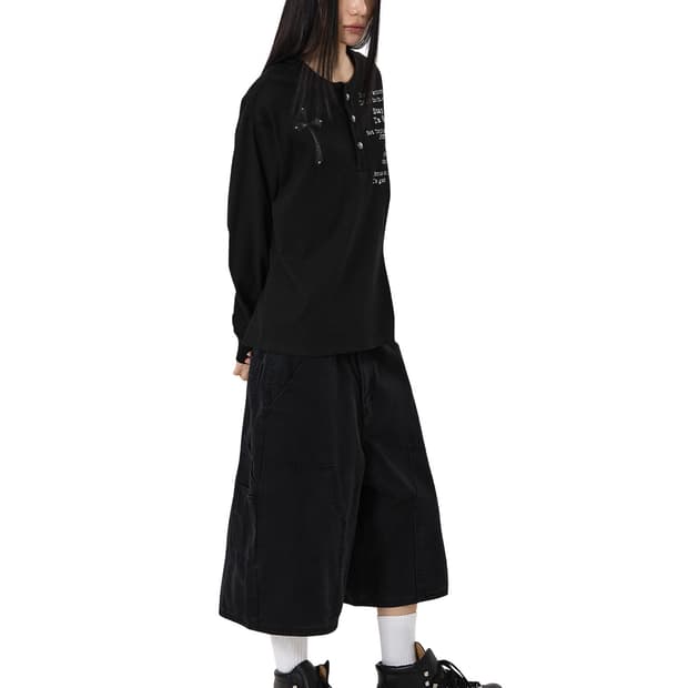 BLESSED HENLEY L/S TOP - BLACK