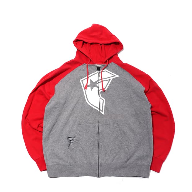 FAMOUS 레글런 배색 기모 후드집업 size XL