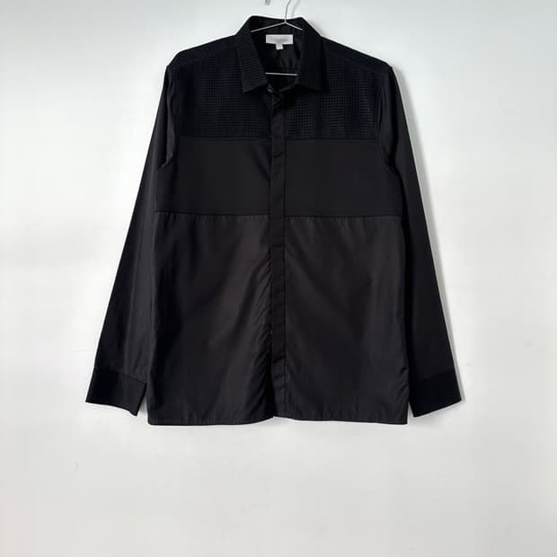 CALVIN KLEIN dual pattern shirt / black