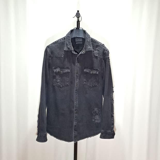 (택포) 자라 릴렉스핏 데님 아우터 셔츠 XL B612