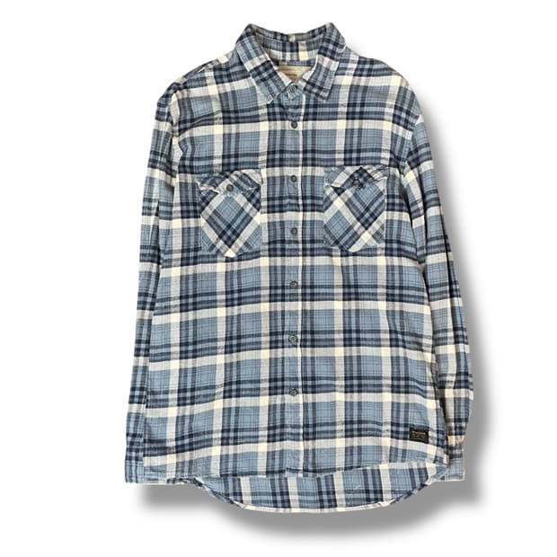 퀵실버 블루 체크 투포켓 플란넬 모던핏 셔츠 M