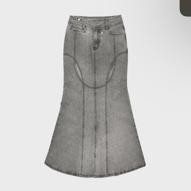OJOS mermaid denim skirt (grey)