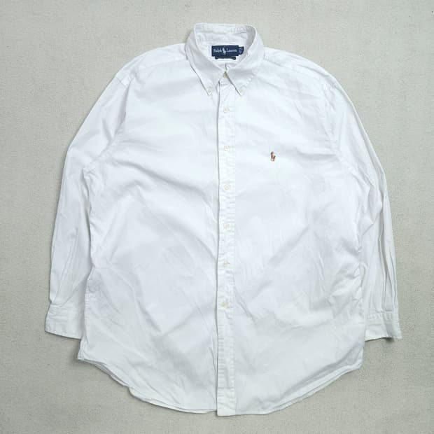 90s 폴로 랄프 로렌 옥스포드 화이트 셔츠 야머스핏