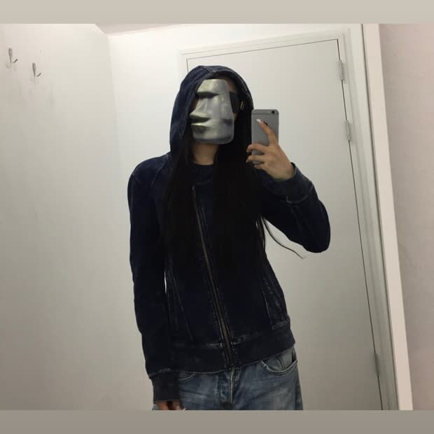 Helmut Lang Hooded Denim Print Jacke