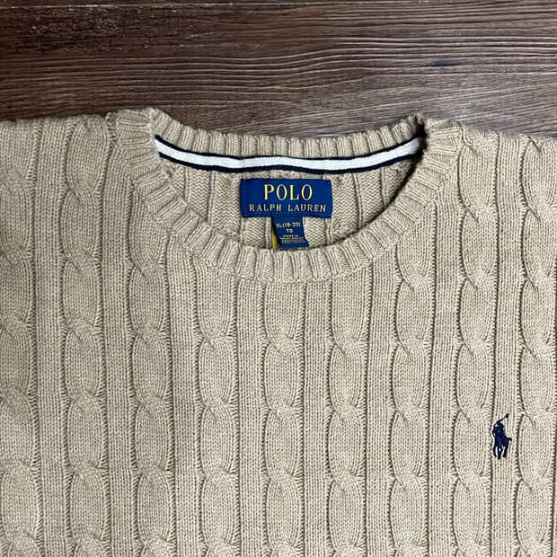폴로 랄프로렌 베이지 케이블 코튼 니트 스웨터