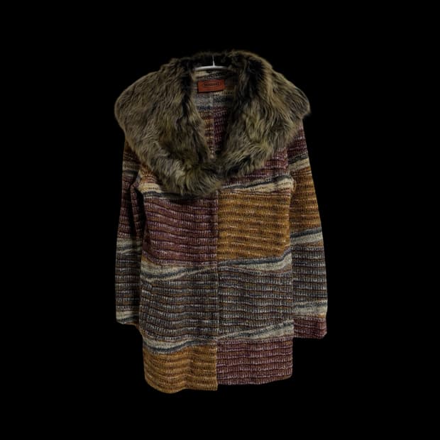 미쏘니 울 니트 퍼 카라 가디건 코트